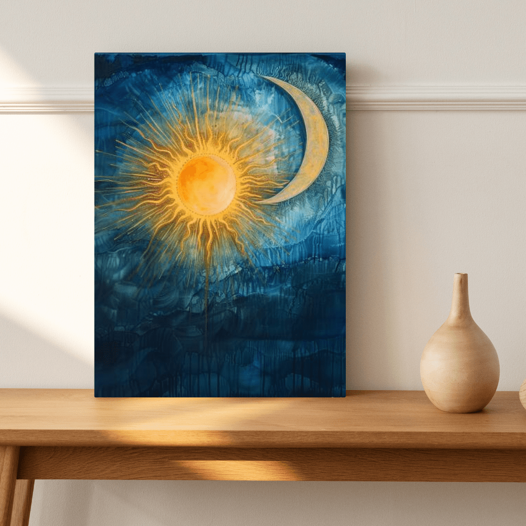 Sun & Moon Harmony - Abstract Wall Art - Aestheticanvas