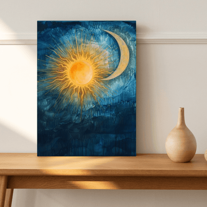 Sun & Moon Harmony - Abstract Wall Art - Aestheticanvas