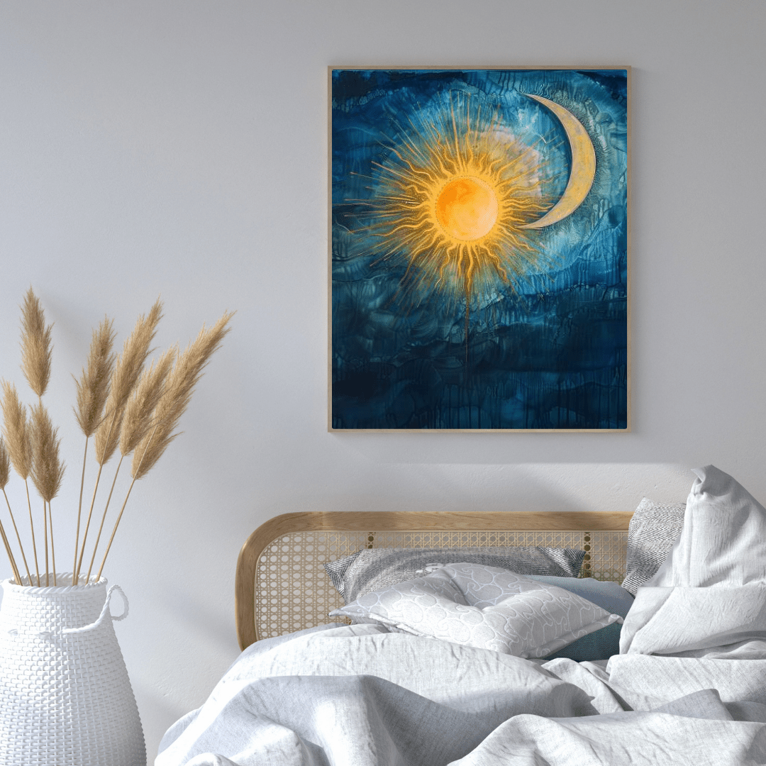 Sun & Moon Harmony - Abstract Wall Art - Aestheticanvas