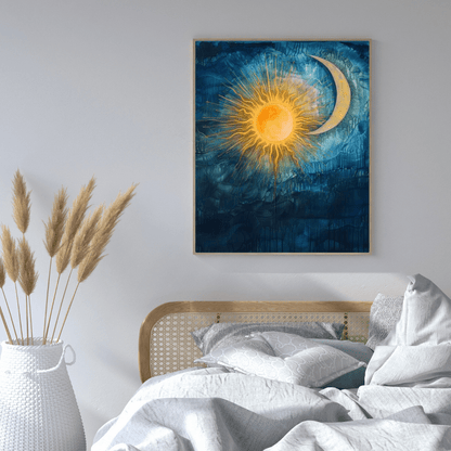 Sun & Moon Harmony - Abstract Wall Art - Aestheticanvas