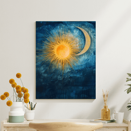 Sun & Moon Harmony - Abstract Wall Art - Aestheticanvas