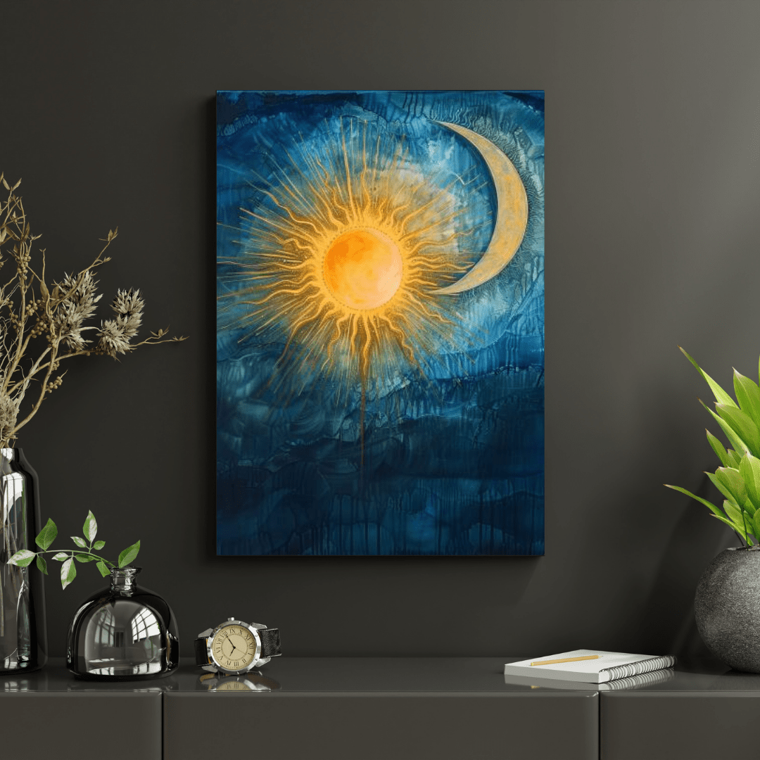 Sun & Moon Harmony - Abstract Wall Art - Aestheticanvas