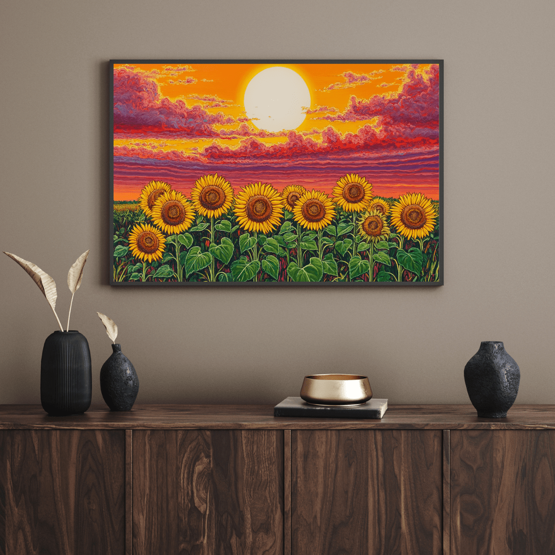 Sunflower Sunset Harmony - Nature Wall Art - Aestheticanvas