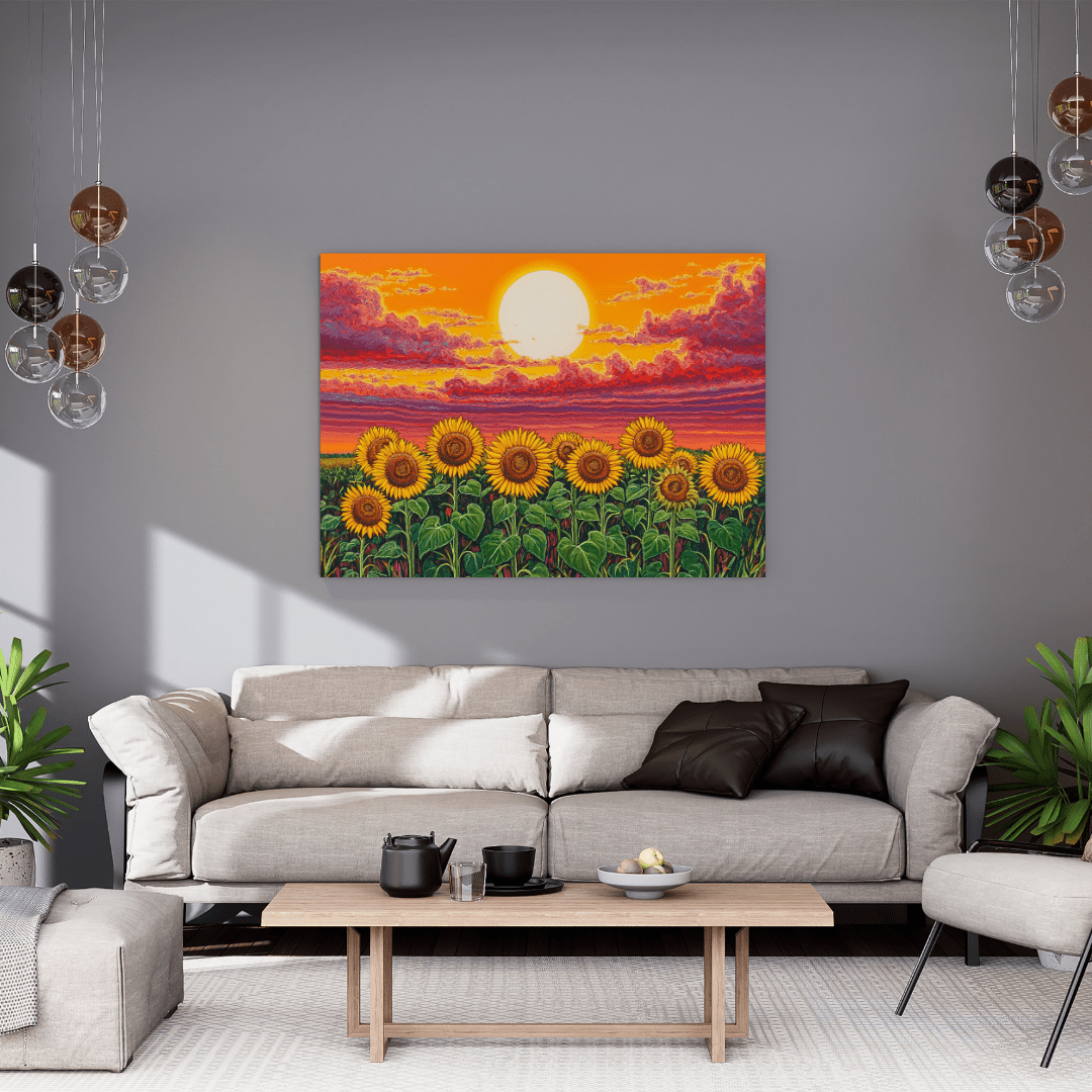 Sunflower Sunset Harmony - Nature Wall Art - Aestheticanvas