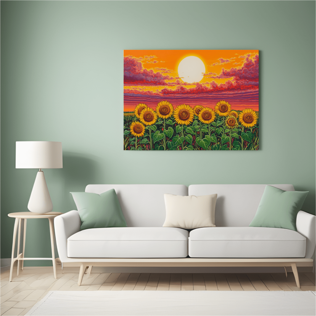 Sunflower Sunset Harmony - Nature Wall Art - Aestheticanvas