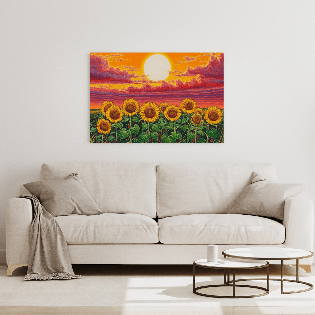 Sunflower Sunset Harmony - Nature Wall Art - Aestheticanvas