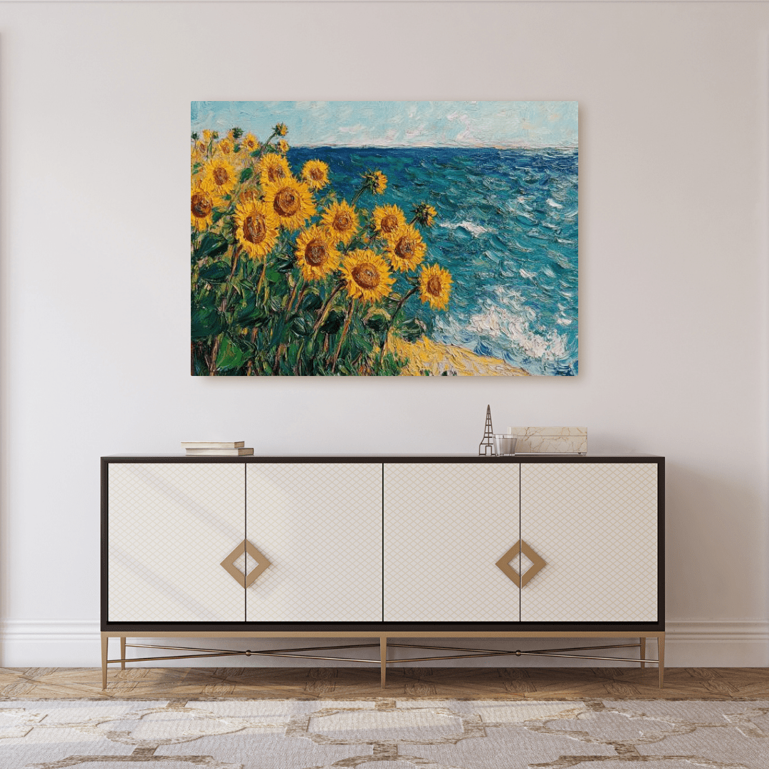 Sunflowers by the Sea - Floral Wall Art - Aestheticanvas