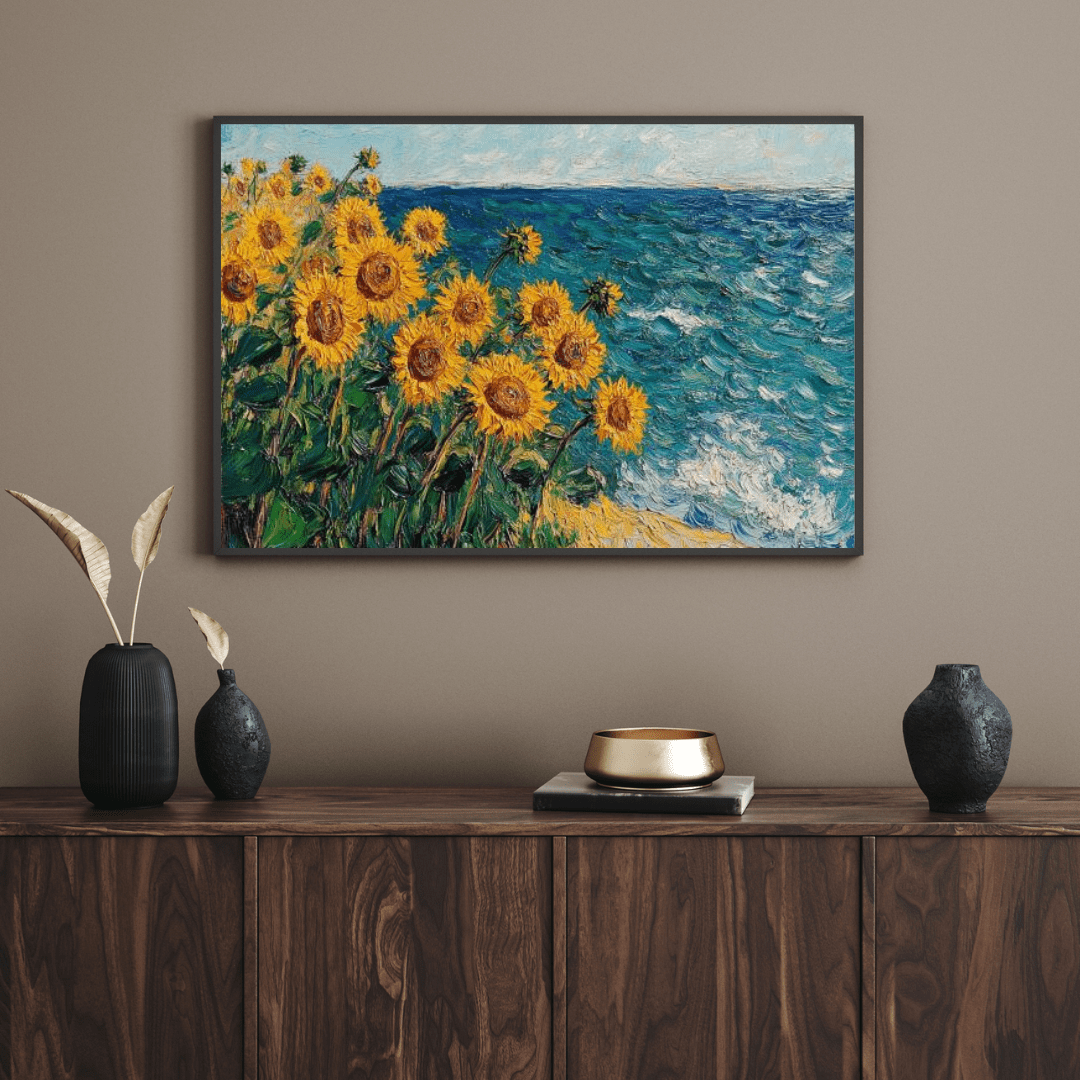 Sunflowers by the Sea - Floral Wall Art - Aestheticanvas