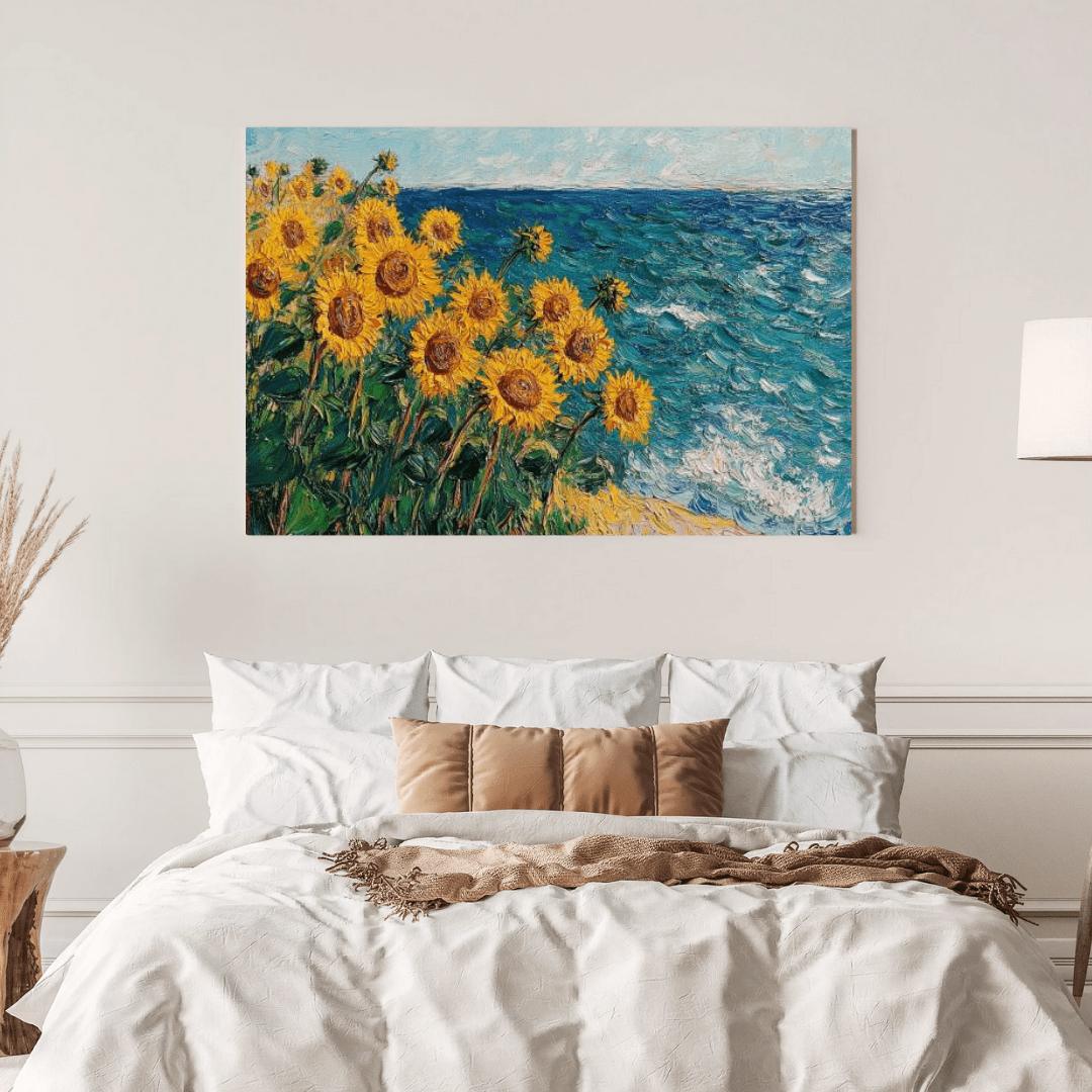 Sunflowers by the Sea - Floral Wall Art - Aestheticanvas