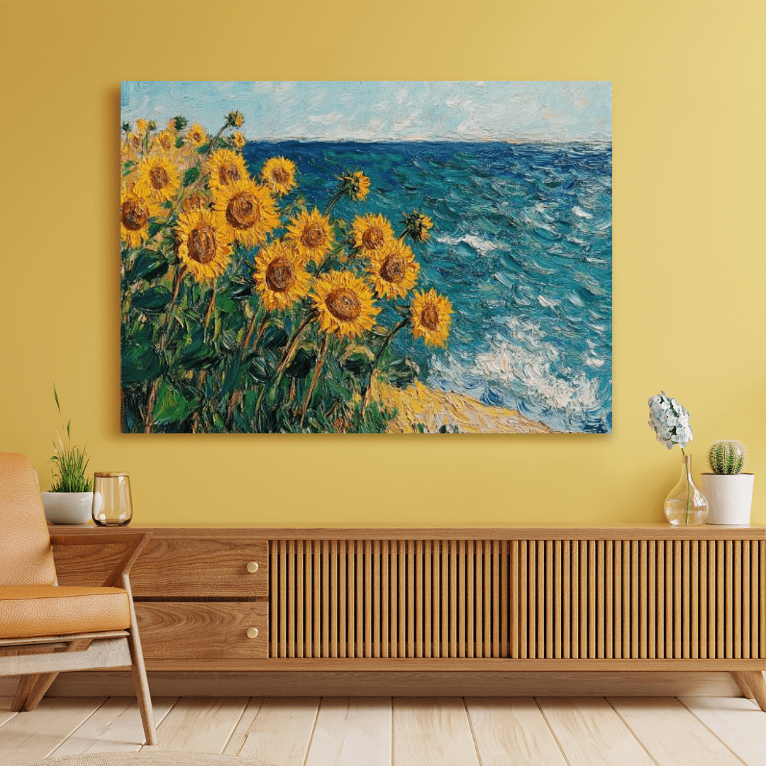 Sunflowers by the Sea - Floral Wall Art - Aestheticanvas