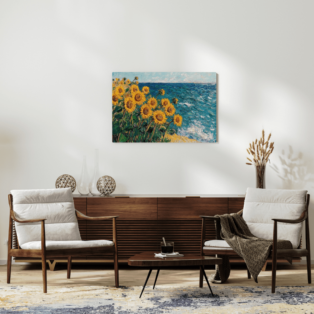 Sunflowers by the Sea - Floral Wall Art - Aestheticanvas