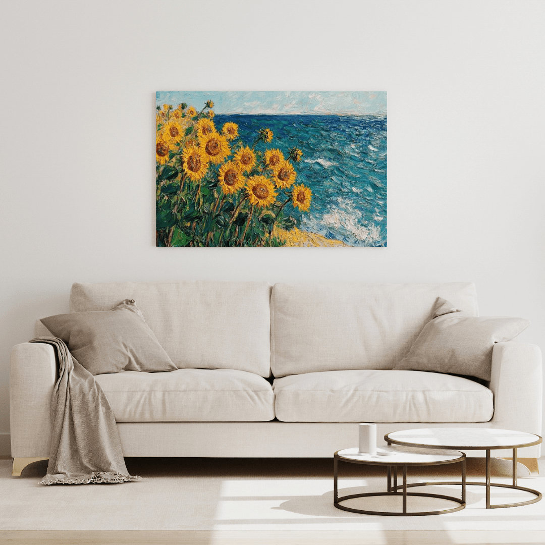 Sunflowers by the Sea - Floral Wall Art - Aestheticanvas