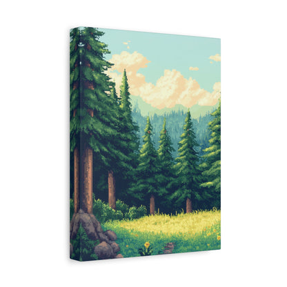 Sunlit Forest Glade - Pixel Art Wall Art - Aestheticanvas