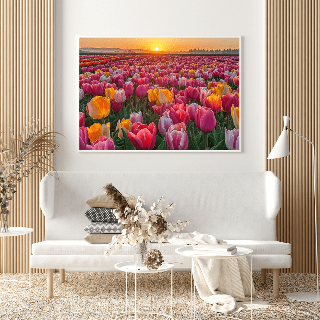 Sunlit Tulip Bloom in Full Glory - Flower Wall Art - Aestheticanvas