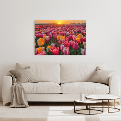 Sunlit Tulip Bloom in Full Glory - Flower Wall Art - Aestheticanvas