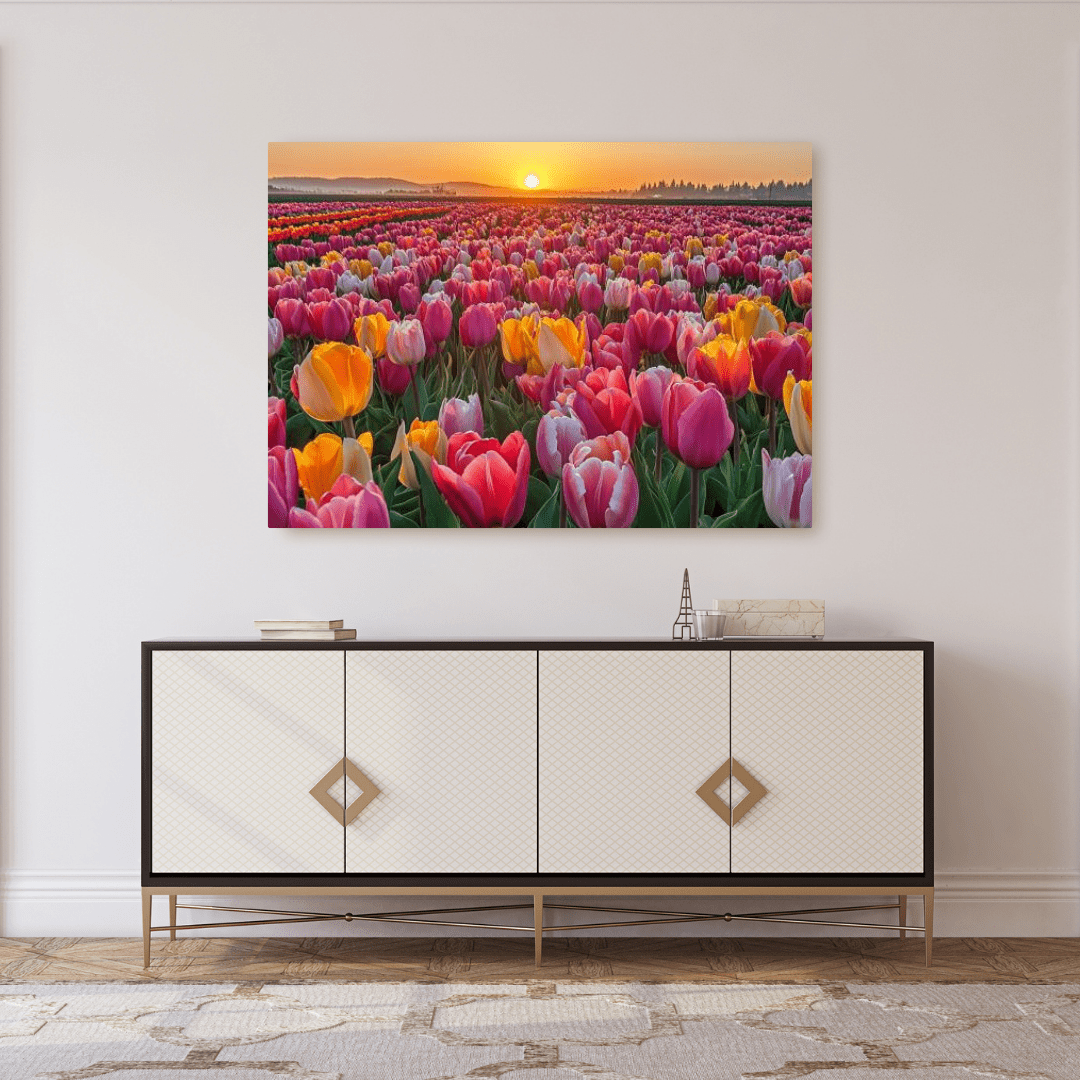 Sunlit Tulip Bloom in Full Glory - Flower Wall Art - Aestheticanvas