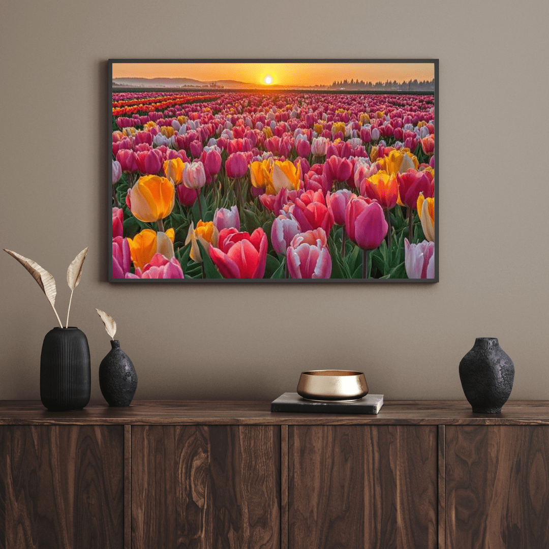 Sunlit Tulip Bloom in Full Glory - Flower Wall Art - Aestheticanvas