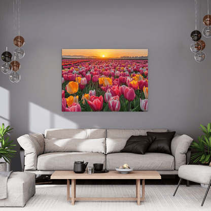 Sunlit Tulip Bloom in Full Glory - Flower Wall Art - Aestheticanvas