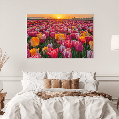 Sunlit Tulip Bloom in Full Glory - Flower Wall Art - Aestheticanvas