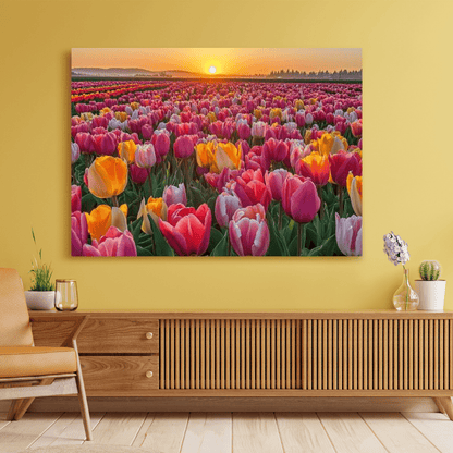 Sunlit Tulip Bloom in Full Glory - Flower Wall Art - Aestheticanvas