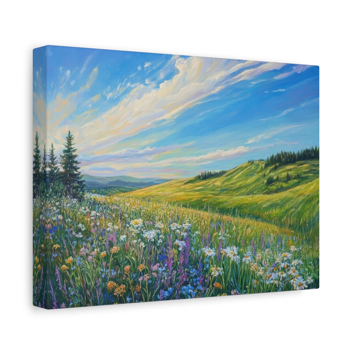 Sunny Hills and Wildflowers - Floral Wall Art - Aestheticanvas