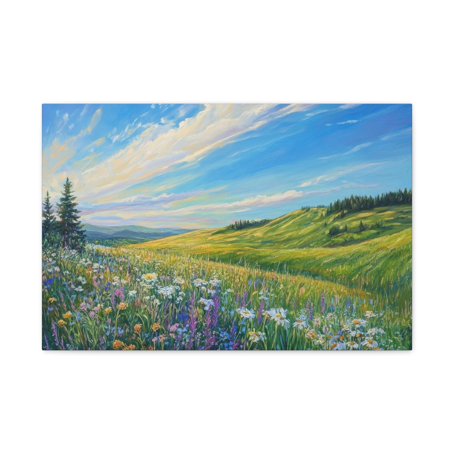 Sunny Hills and Wildflowers - Floral Wall Art - Aestheticanvas