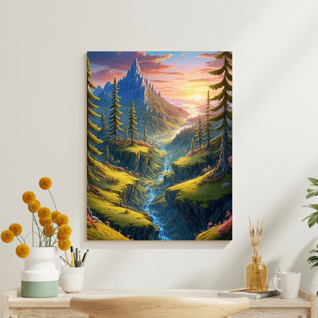 Sunrise On The Valley - Forest Wall Art - Aestheticanvas