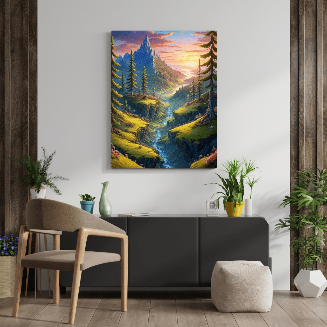 Sunrise On The Valley - Forest Wall Art - Aestheticanvas