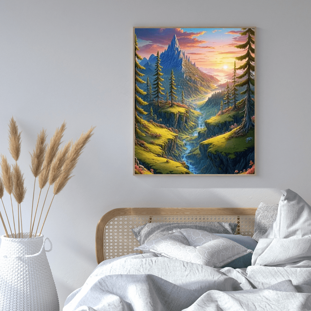 Sunrise On The Valley - Forest Wall Art - Aestheticanvas