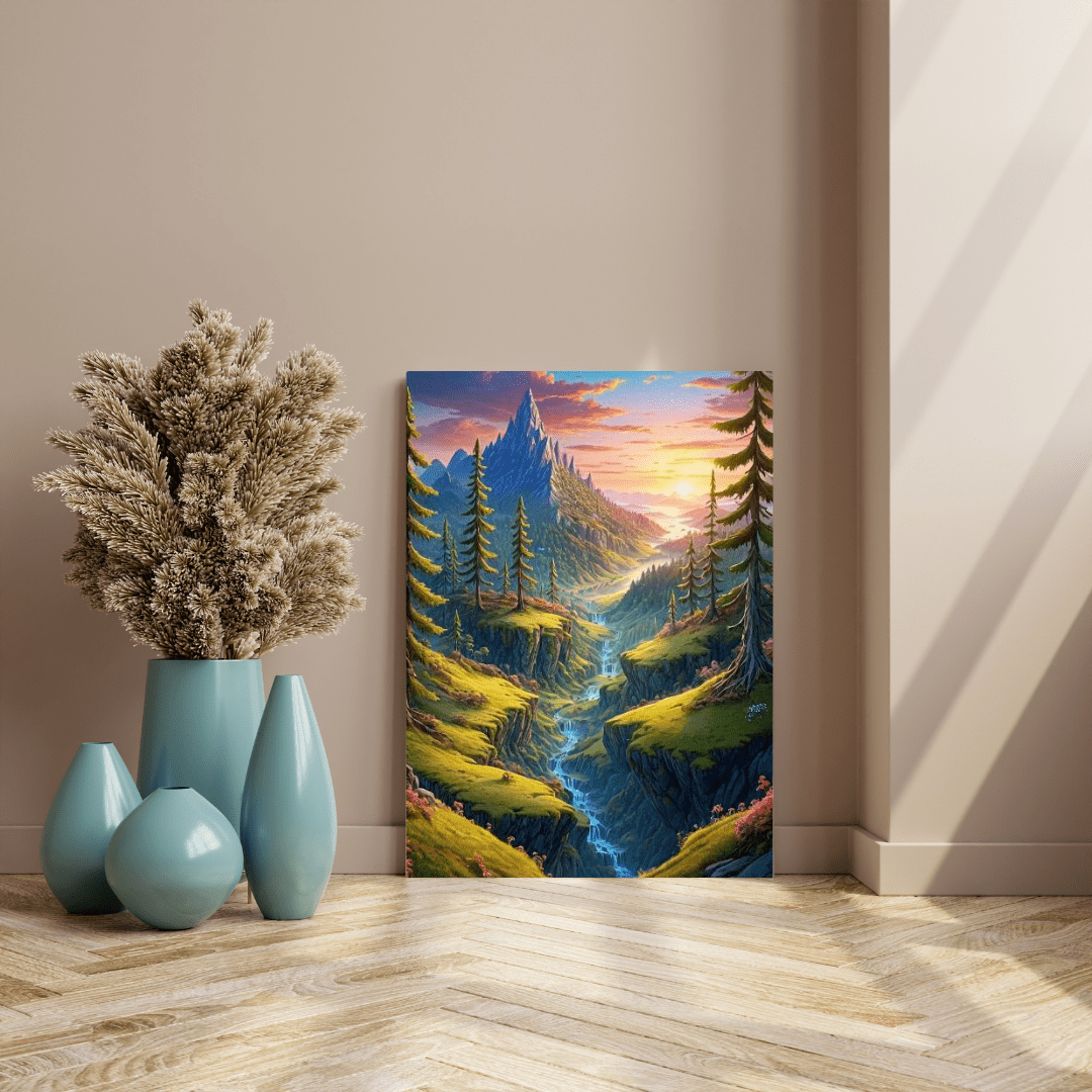 Sunrise On The Valley - Forest Wall Art - Aestheticanvas