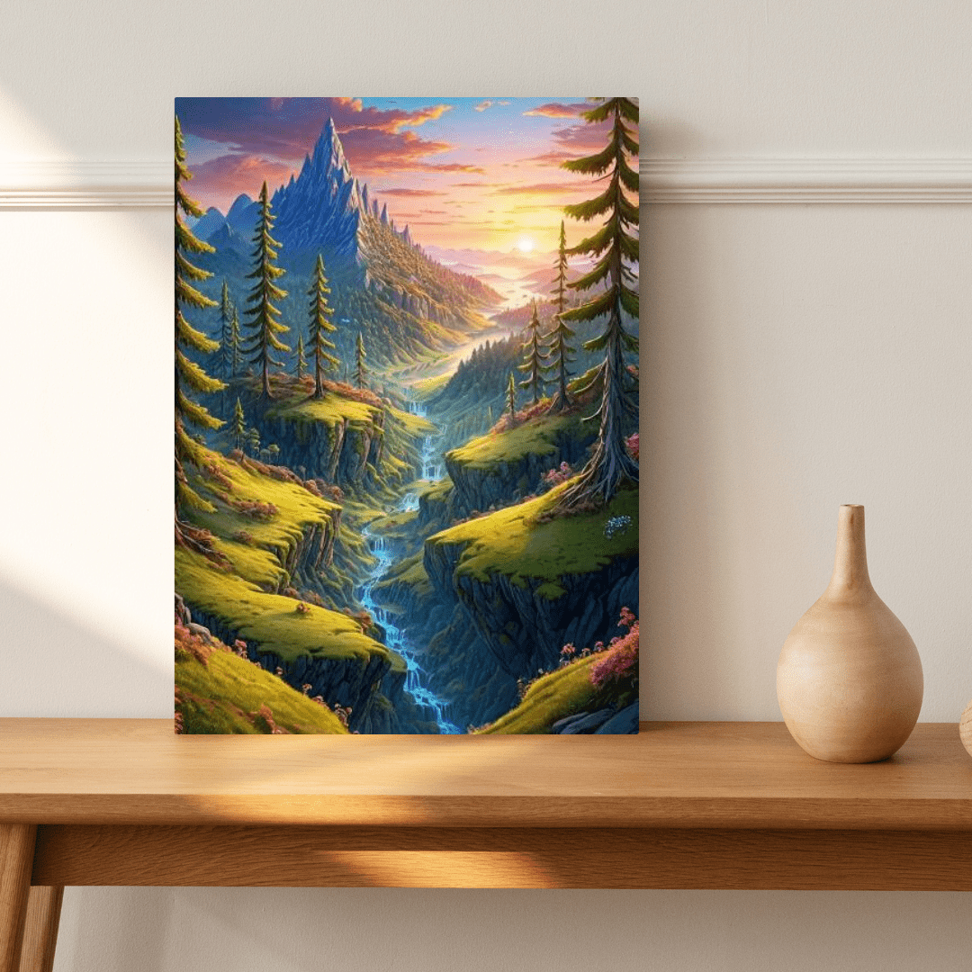 Sunrise On The Valley - Forest Wall Art - Aestheticanvas