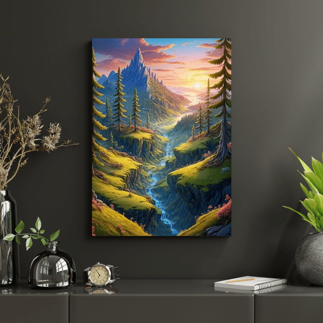 Sunrise On The Valley - Forest Wall Art - Aestheticanvas