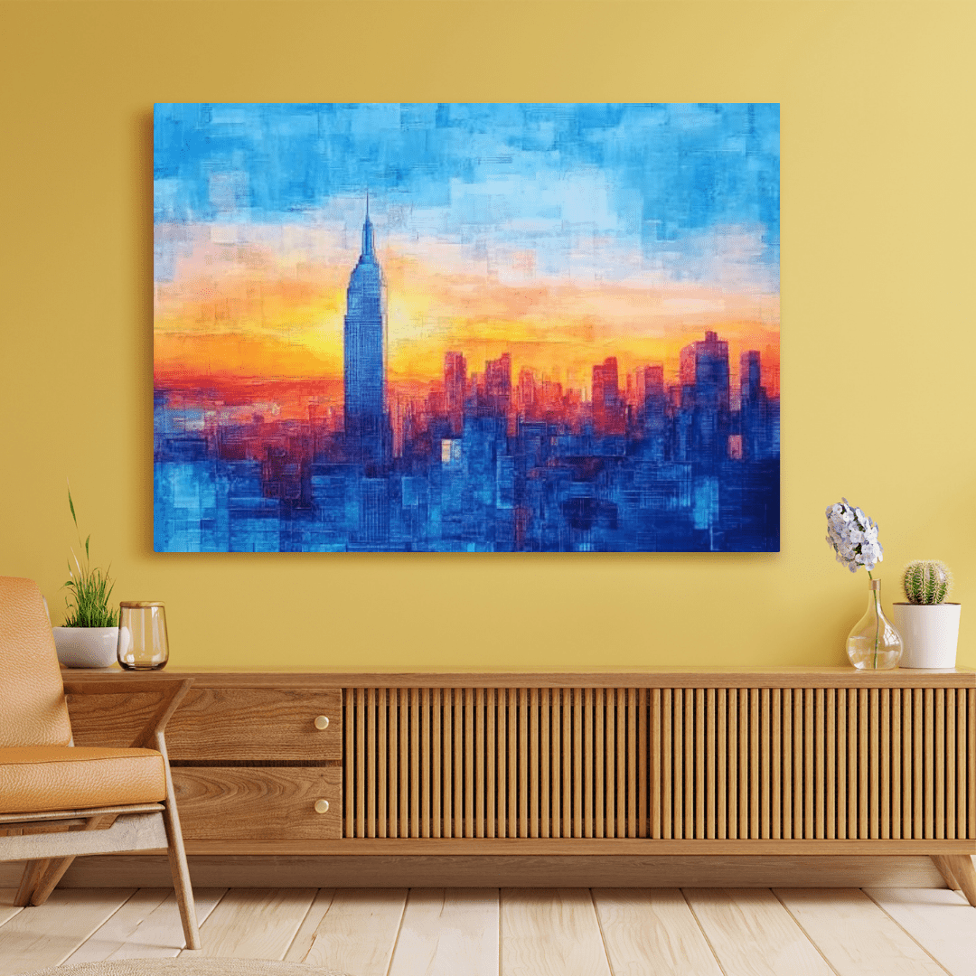 Sunset Cityscape Over Skyline - Urban Wall Art - Aestheticanvas