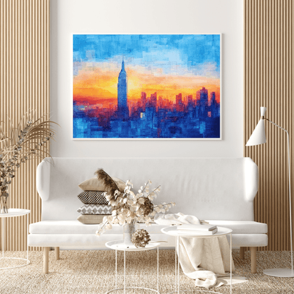 Sunset Cityscape Over Skyline - Urban Wall Art - Aestheticanvas