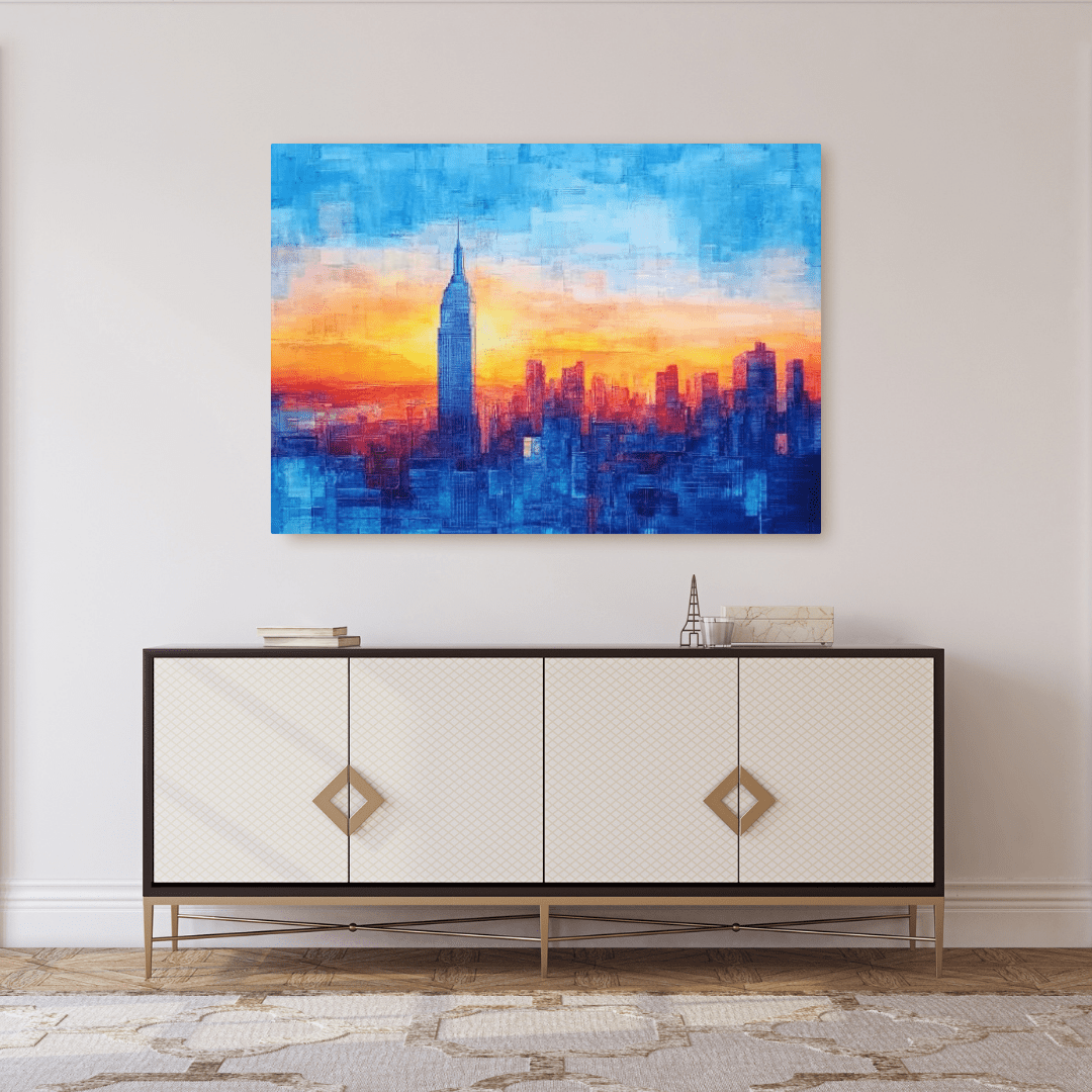 Sunset Cityscape Over Skyline - Urban Wall Art - Aestheticanvas