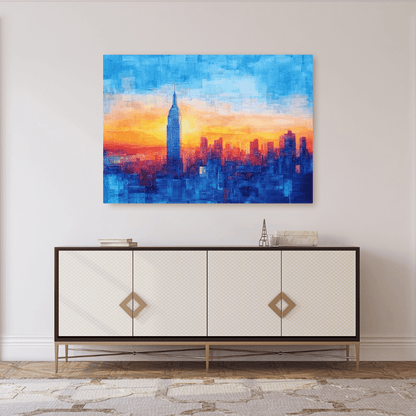 Sunset Cityscape Over Skyline - Urban Wall Art - Aestheticanvas