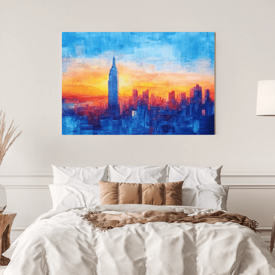 Sunset Cityscape Over Skyline - Urban Wall Art - Aestheticanvas