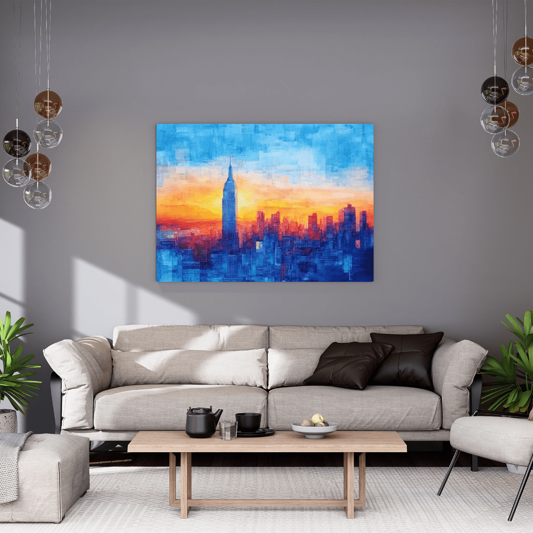 Sunset Cityscape Over Skyline - Urban Wall Art - Aestheticanvas