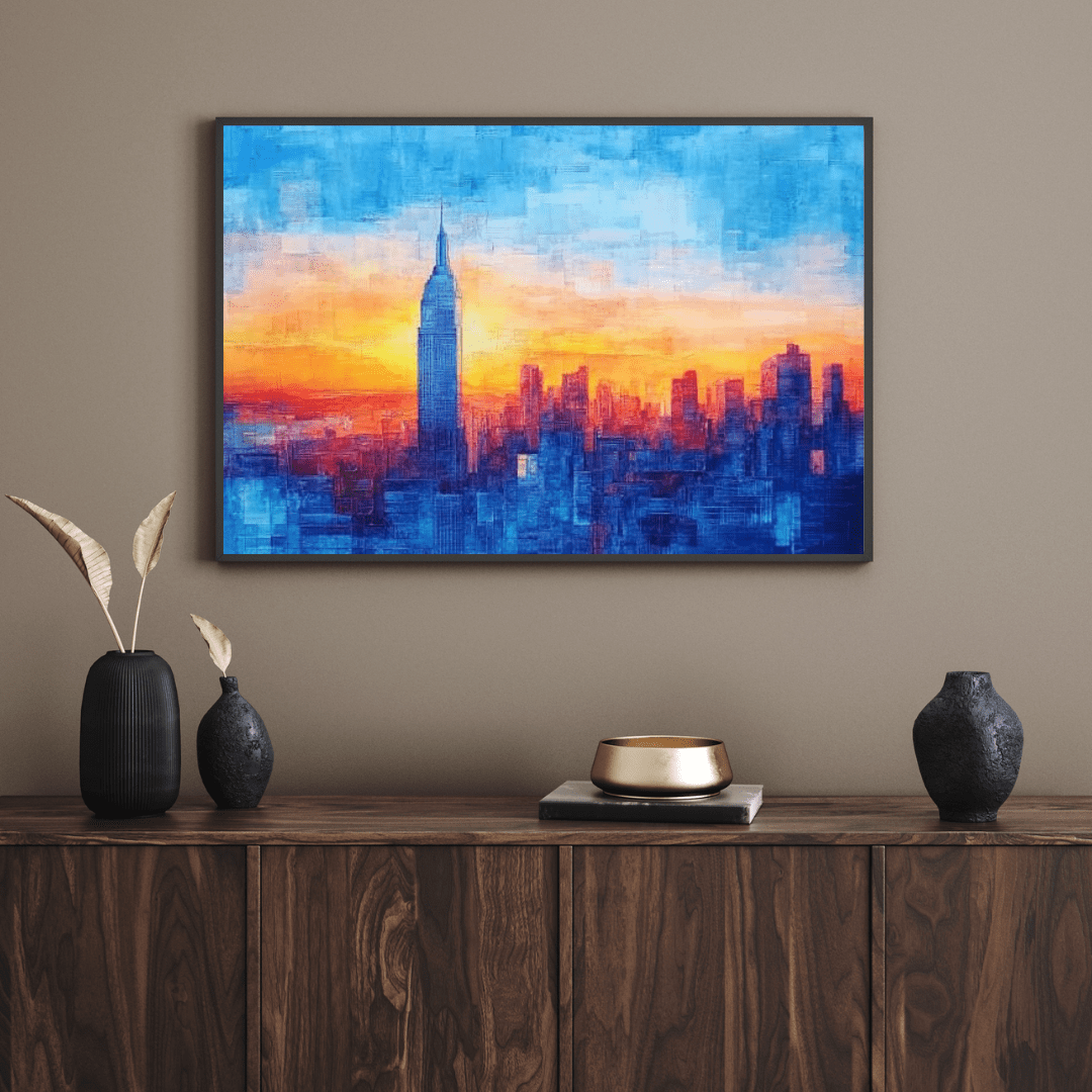 Sunset Cityscape Over Skyline - Urban Wall Art - Aestheticanvas