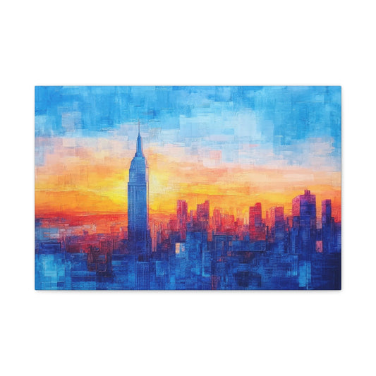Sunset Cityscape Over Skyline - Urban Wall Art - Aestheticanvas