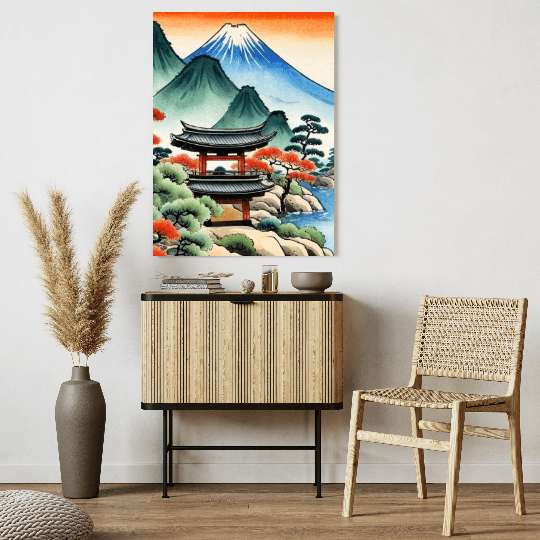 Sunset In The Mountains - Japanese Wall Art - Aestheticanvas