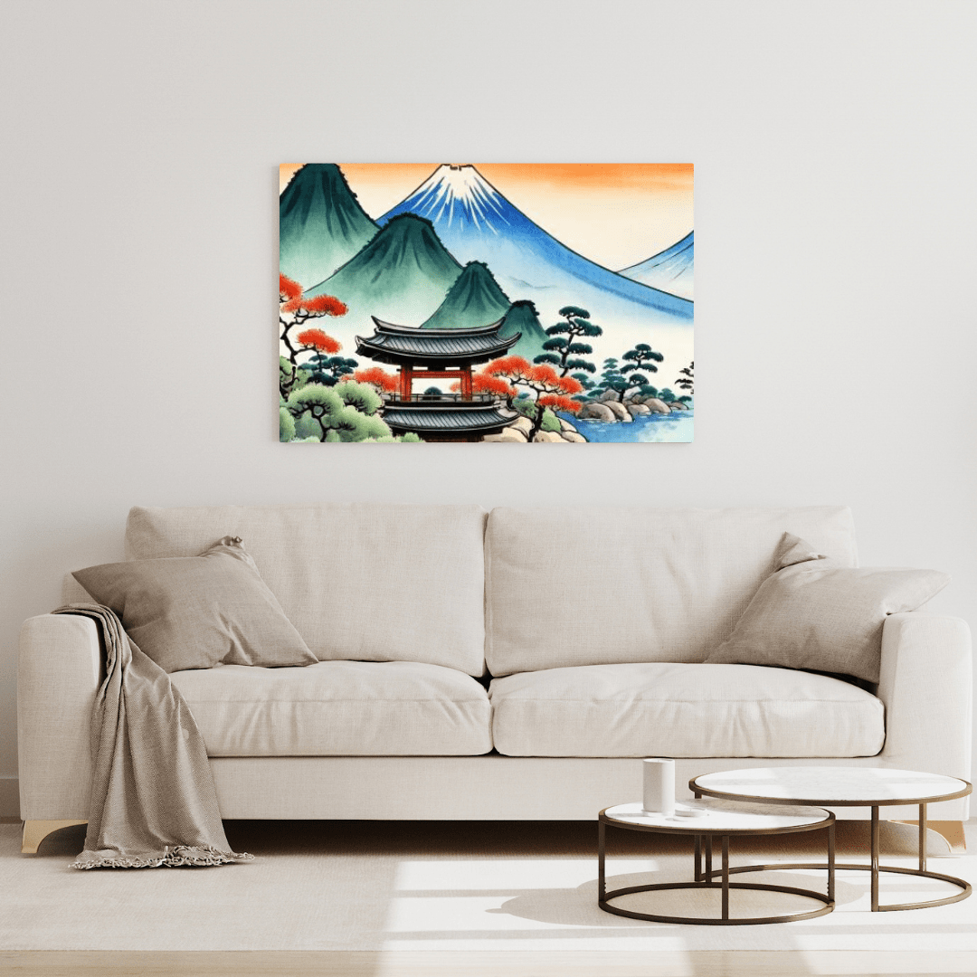 Sunset In The Mountains - Japanese Wall Art - Aestheticanvas