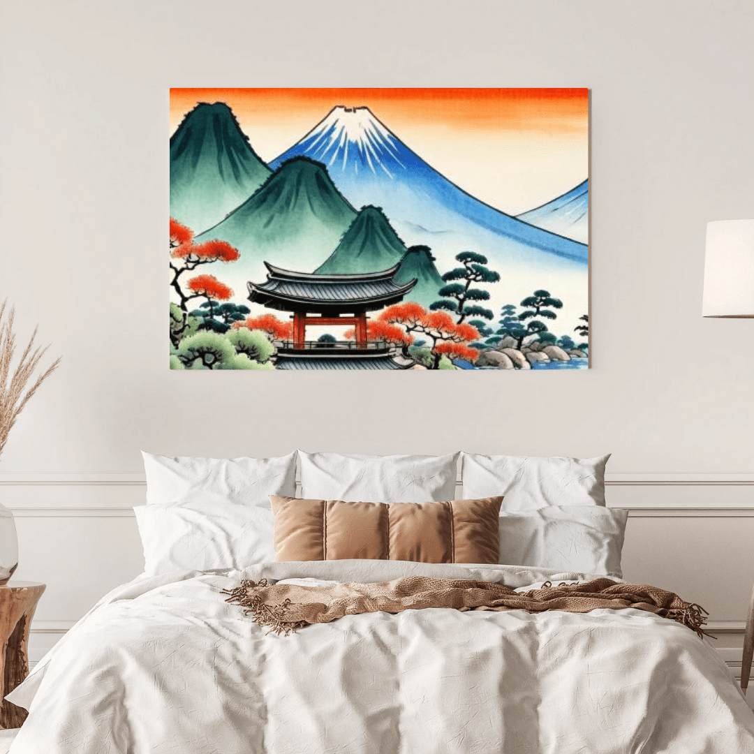 Sunset In The Mountains - Japanese Wall Art - Aestheticanvas