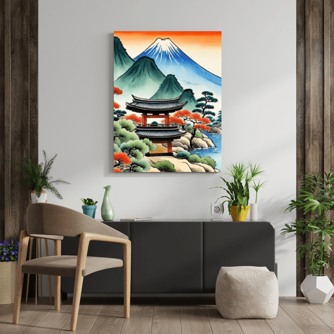 Sunset In The Mountains - Japanese Wall Art - Aestheticanvas