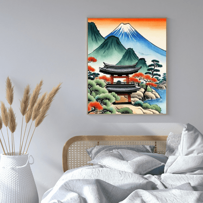 Sunset In The Mountains - Japanese Wall Art - Aestheticanvas