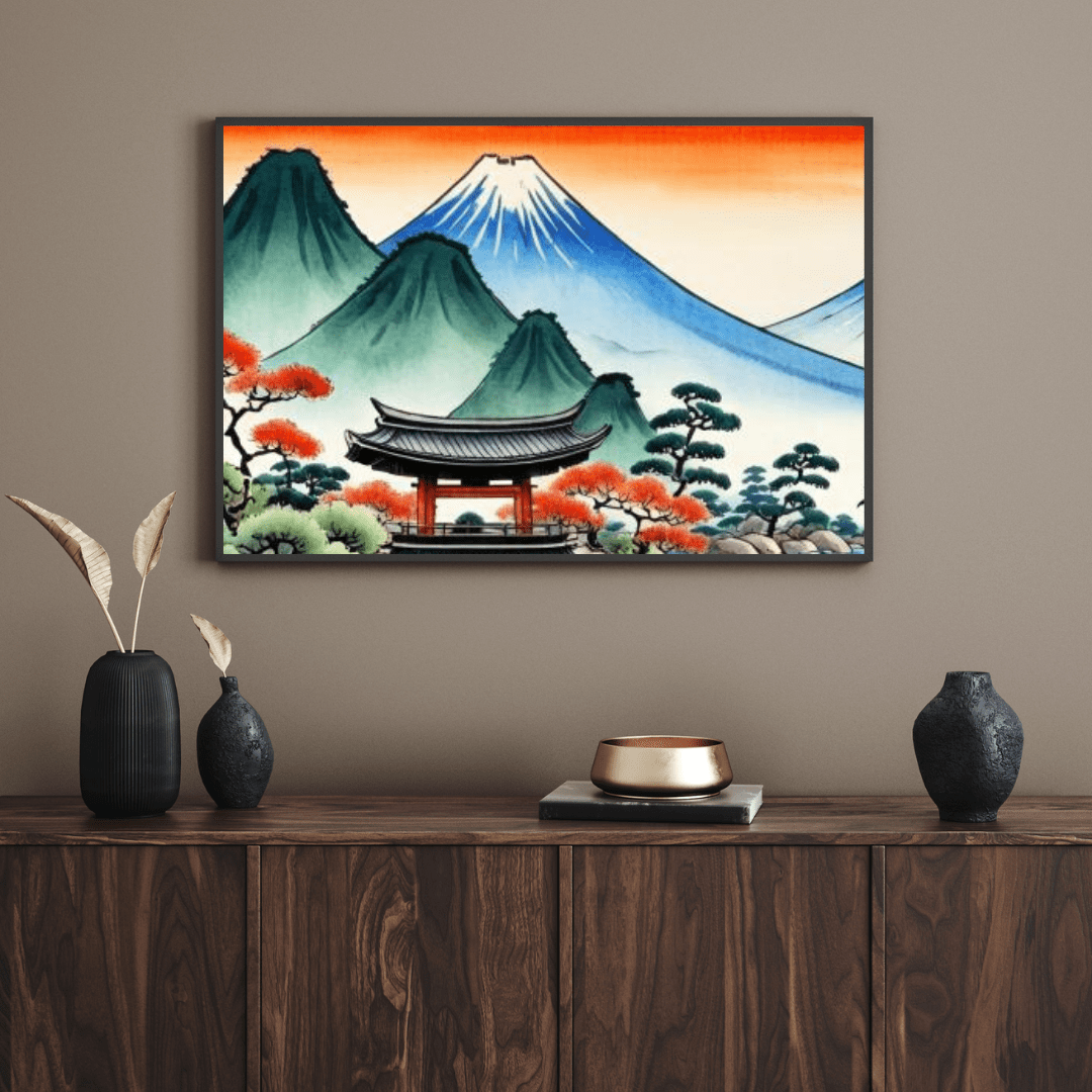 Sunset In The Mountains - Japanese Wall Art - Aestheticanvas