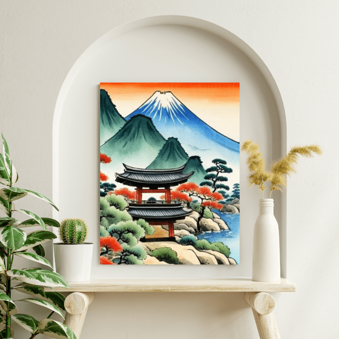 Sunset In The Mountains - Japanese Wall Art - Aestheticanvas