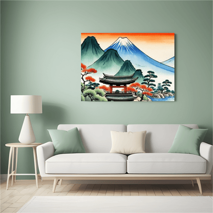 Sunset In The Mountains - Japanese Wall Art - Aestheticanvas