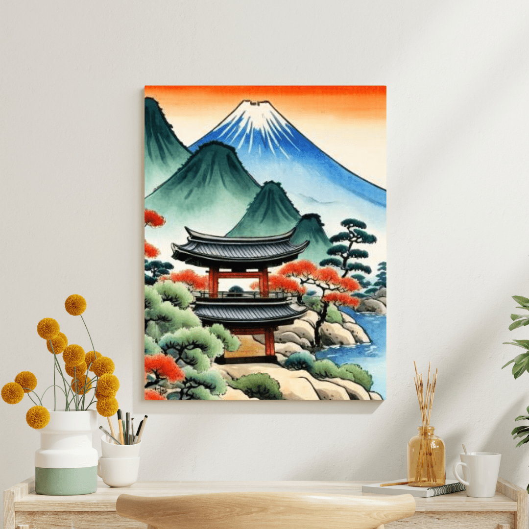 Sunset In The Mountains - Japanese Wall Art - Aestheticanvas