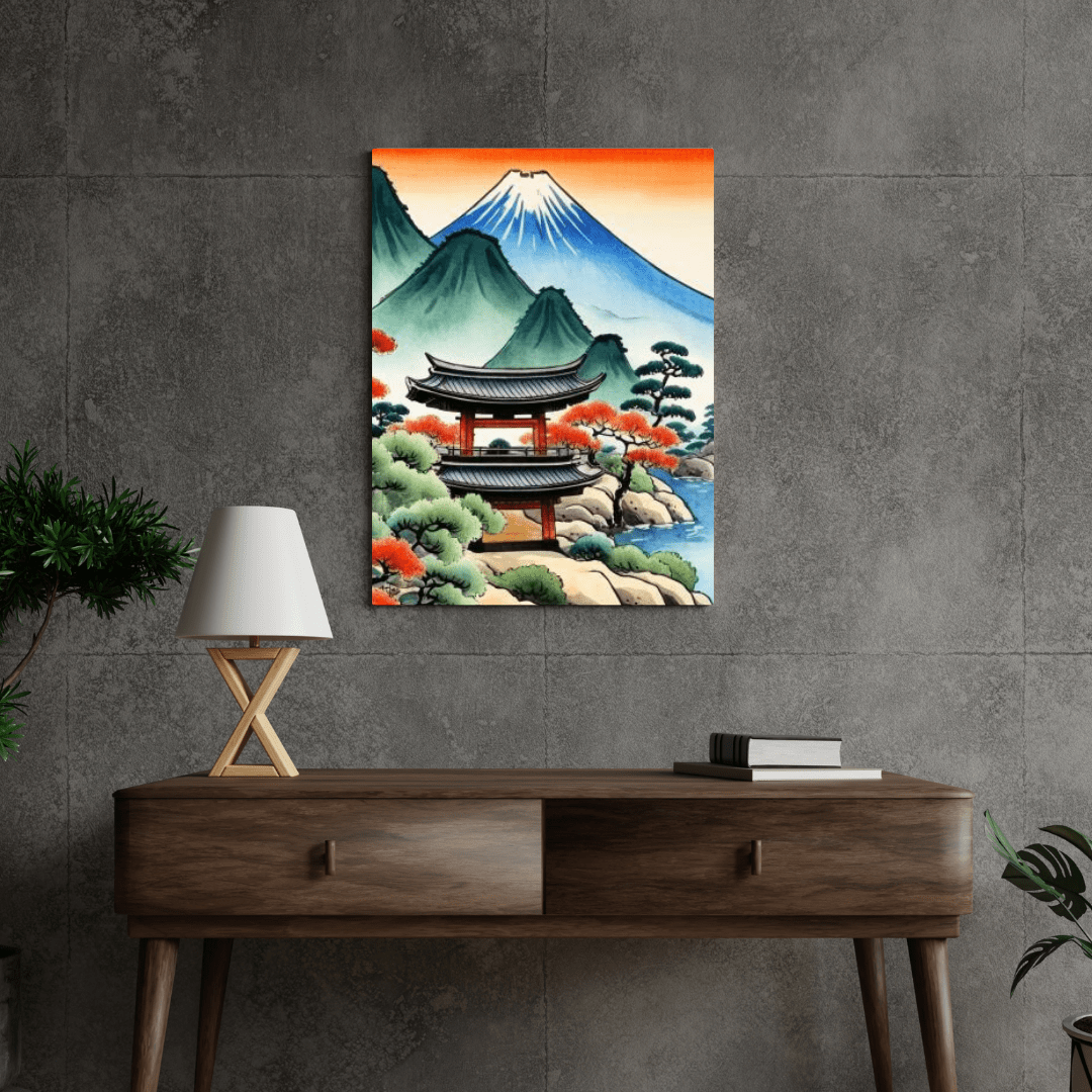 Sunset In The Mountains - Japanese Wall Art - Aestheticanvas